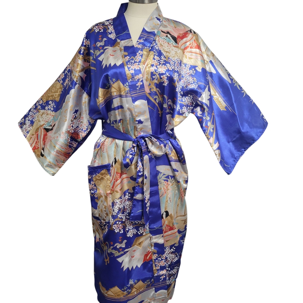 ICHI BAN Kimono Japanese Robe - Blue and White Size 42